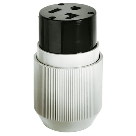 Bryant Straight Blade Connector, 5-30R, 30 A, 125V AC, 2 Pole, 3 Wire, Screw Terminals, Gray 9530NC